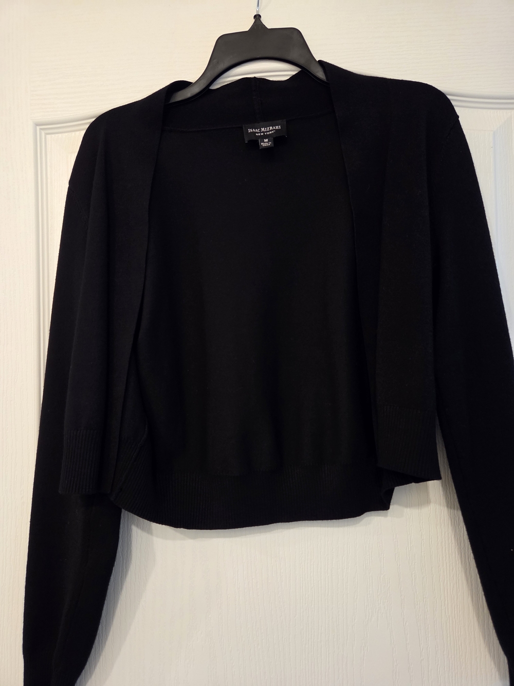 Isaac Mizrahi Black Open-Front Cropped Cardigan